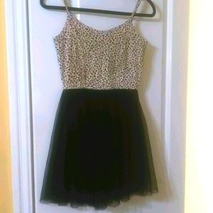 Leopard and Black Mesh Dress
